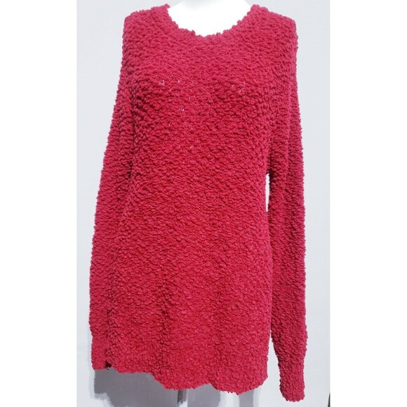 Zenana Red Popcorn Tunic Sweater Size Medium Long Length Soft Warmth - Picture 1 of 6